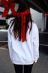 Graphic Ribbon Bow Crew Neck Pullover Sweatshirt
