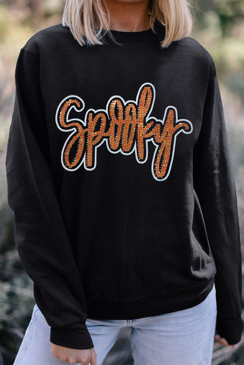 Graphic Script Print Crew Neck Relaxed Fit Sweatshirt