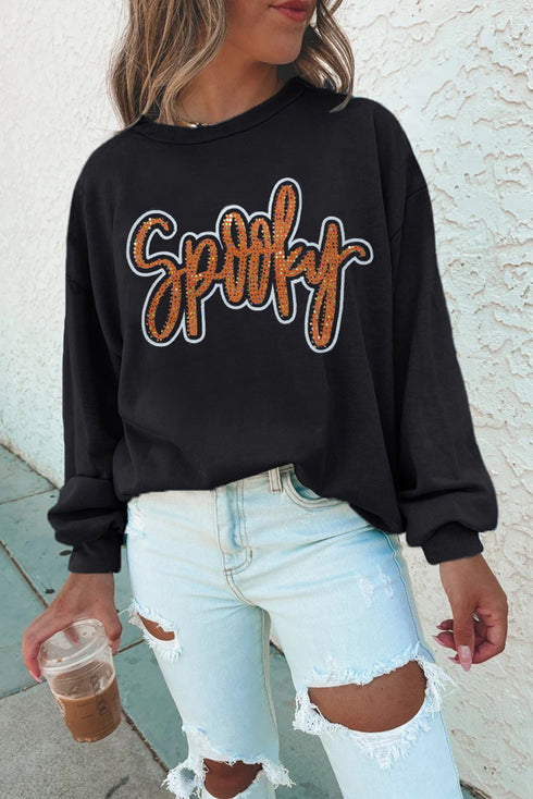 Graphic Script Print Crew Neck Relaxed Fit Sweatshirt
