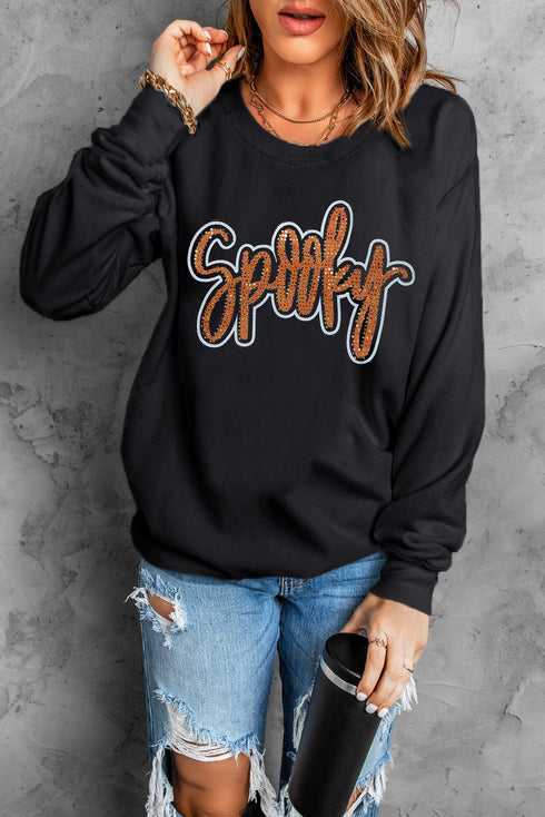 Graphic Script Print Crew Neck Relaxed Fit Sweatshirt