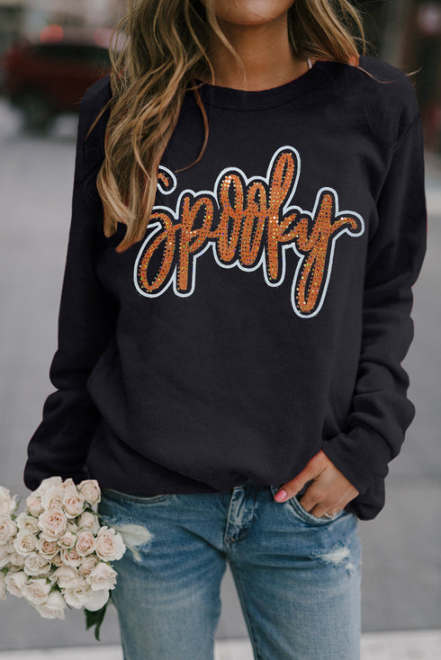 Graphic Script Print Crew Neck Relaxed Fit Sweatshirt