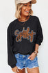 Graphic Script Print Crew Neck Relaxed Fit Sweatshirt