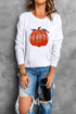 Graphic Sequin Pumpkin Crew Neck Pullover Sweatshirt