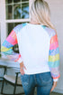 Graphic Sequin Sleeve Crew Neck Pullover Sweatshirt