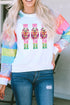 Graphic Sequin Sleeve Crew Neck Pullover Sweatshirt