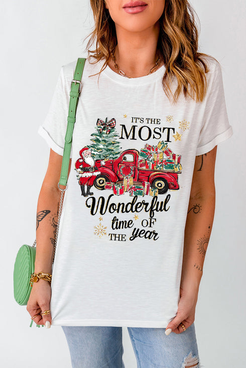 Graphic Slogan Print Crew Neck Short Sleeve Tee