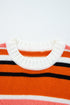 Graphic Spliced Stripe Drop Shoulder Cropped Pullover Sweater