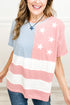 Graphic Star Stripe Print Crewneck Short Sleeve Shirt