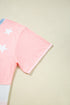 Graphic Star Stripe Print Crewneck Short Sleeve Shirt