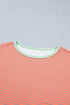 Graphic Stripe Raw Seam Trim Detail Long Sleeve Top