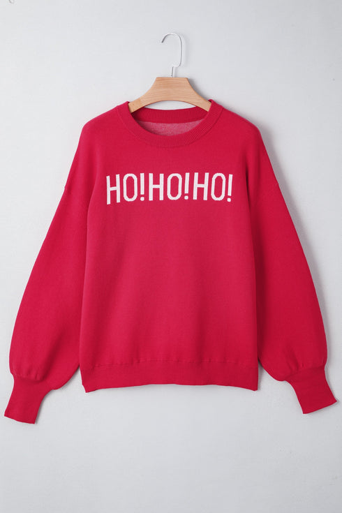 Graphic Text Balloon Sleeve Crew Neck Sweater