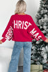 Graphic Text Balloon Sleeve Crew Neck Sweater