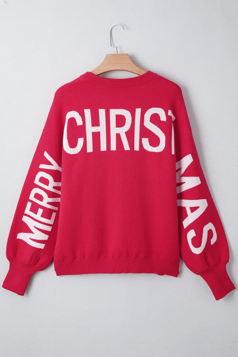 Graphic Text Balloon Sleeve Crew Neck Sweater