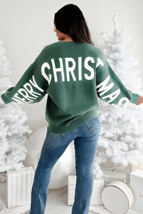 Graphic Text Balloon Sleeve Crew Neck Sweater