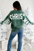 Graphic Text Balloon Sleeve Crew Neck Sweater