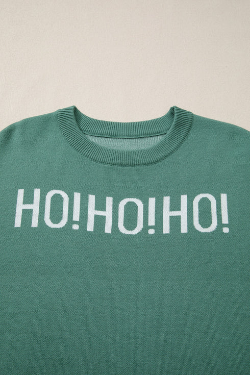 Graphic Text Balloon Sleeve Crew Neck Sweater