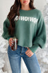 Graphic Text Balloon Sleeve Crew Neck Sweater