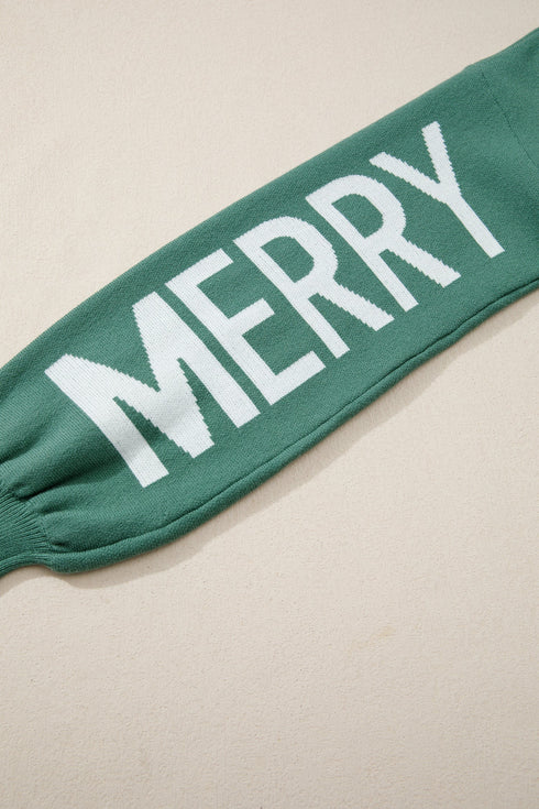 Graphic Text Balloon Sleeve Crew Neck Sweater