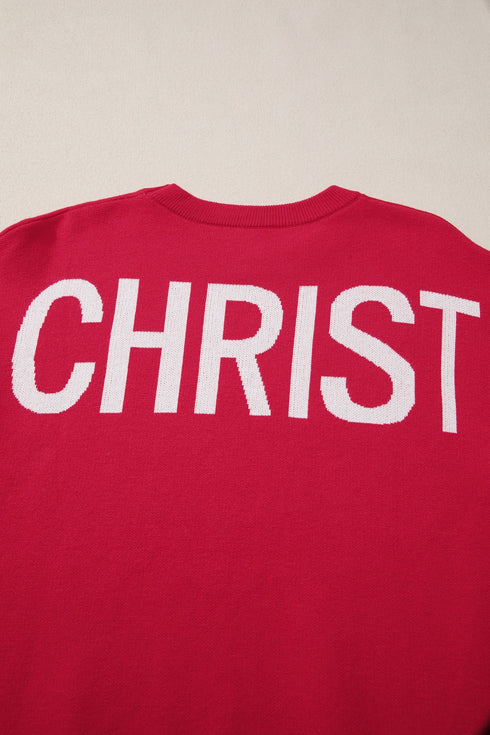 Graphic Text Balloon Sleeve Crew Neck Sweater