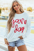 Graphic Textured Script Crew Neck Pullover Sweatshirt