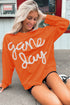 Graphic Textured Script Crew Neck Pullover Sweatshirt