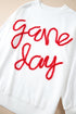 Graphic Textured Script Crew Neck Pullover Sweatshirt