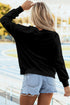 Graphic Textured Script Crew Neck Pullover Sweatshirt