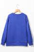 Graphic Textured Script Crew Neck Pullover Sweatshirt