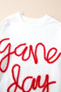 Graphic Textured Script Crew Neck Pullover Sweatshirt