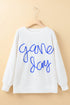Graphic Textured Script Crew Neck Pullover Sweatshirt
