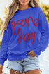 Graphic Textured Script Crew Neck Pullover Sweatshirt