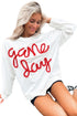Graphic Textured Script Crew Neck Pullover Sweatshirt