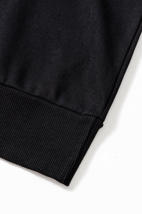 Graphic Textured Script Crew Neck Pullover Sweatshirt