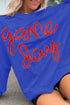 Graphic Textured Script Crew Neck Pullover Sweatshirt