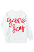 Graphic Textured Script Crew Neck Pullover Sweatshirt