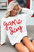 Graphic Textured Script Crew Neck Pullover Sweatshirt