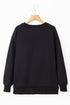 Graphic Textured Script Crew Neck Pullover Sweatshirt