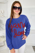 Graphic Textured Script Crew Neck Pullover Sweatshirt
