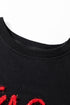 Graphic Textured Script Crew Neck Pullover Sweatshirt