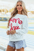 Graphic Textured Script Crew Neck Pullover Sweatshirt