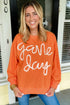 Graphic Textured Script Crew Neck Pullover Sweatshirt