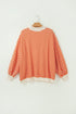 Graphic Textured Stripe Mock Neck Oversized Top