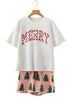 Graphic Tree Print Short Sleeve Cotton Lounge Set
