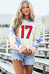 Graphic Varsity Number Star Sleeve Crew Neck Sweatshirt