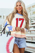 Graphic Varsity Number Star Sleeve Crew Neck Sweatshirt