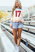 Graphic Varsity Number Star Sleeve Crew Neck Sweatshirt