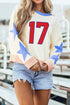 Graphic Varsity Number Star Sleeve Crew Neck Sweatshirt