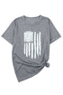 Gray America Flag Print Short Sleeve Crewneck T-Shirt