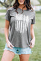 Gray America Flag Print Short Sleeve Crewneck T-Shirt
