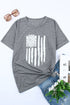 Gray America Flag Print Short Sleeve Crewneck T-Shirt